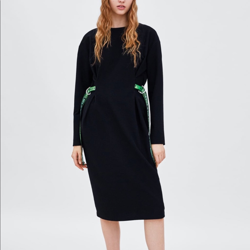 Text Print Strap Zara Midi Dress, size 8